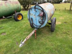 1,000ltr diesel bowser, single axle with 12v pump on 6.00-19 wheels and tyres