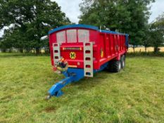 2014 Marshall QM14 14t twin axle grain trailer with sprung drawbar, hydraulic tailgate, grain chute,