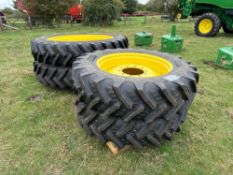 Set BKT 380/85R34 front and BKT 380/90R50 rear row crop wheels and tyres with John Deere centres