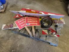 Quantity marker boards, warning signs, flashing beacon etc
