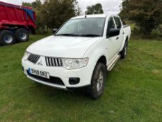 2010 Mitsubishi L200 double cab pickup, white, manual, air con, cloth upholstery on 265/70R16 alloy