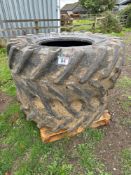 Pair Trelleborg 600/70R28 tyres only, NB one crack in side wall