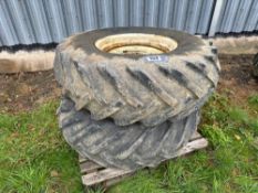 Pair Goodyear 18.4/15-26 wheels and tyres