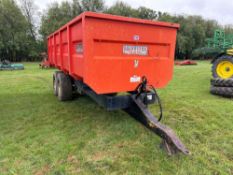 1994 Griffiths GHS-120 12t grain trailer, fixed drawbar, manual tailgate and grain chute, twin axle