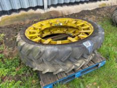 Pair Michelin 9.5-48 row crop wheels and tyres