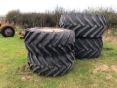 Set of Trelleborg 414 flotation tyres and wheels to fit Massey Ferguson 6499 similar. Front wheels 1