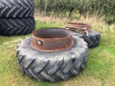 Stocks Dual wheels 20.8 R38 with Goodyear tyres @ 20 percent with clamps