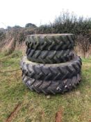 Set 320/90R32 front and 340/85R48 row crop wheels and tyres to suit John Deere 6R c/w bolt in centre
