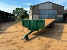 2004 Bailey 25ft 10t bale trailer with metal floor and rear rave, twin axle on 385/65R22.5 wheels an