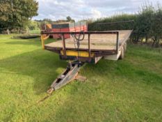 Flat bed twin axle 18ft trailer with wooden floor on 11.5/15 wheels and tyres