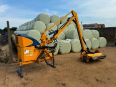 Bomford Hawk Evo 6.0 hedge cutter with 1.3m flail head, linkage mounted, joystick control. Serial No