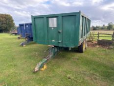 1988 Bailey 11t grain trailer with manual tailgate and grain chute twin axle on 15.0/70-18 wheels an