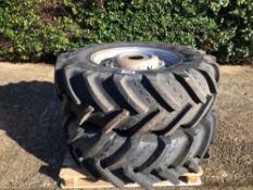 Pair Kleber 420/85R30 wheels and tyres with Massey Ferguson centres. No VAT.