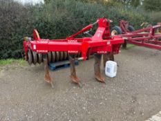 2015 HE-VA 5 leg 3m subsoiler with hydraulic adjustable rear packer, linkage mounted. Serial No: 297