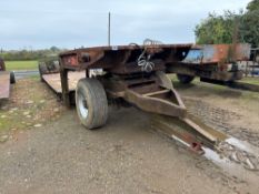 Swan neck 6m low loader trailer with side ramps and metal floor on 14.00-20 rear wheels and tyres, w