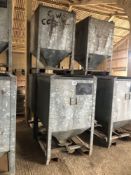 3No galvanised tote bins, tine brackets