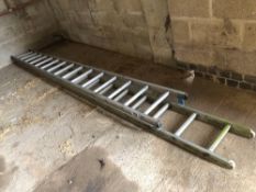 Aluminium double extending ladder. No VAT