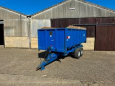 1981 AS Marston F10L 10t twin axle grain trailer with manual tailgate and grain chute on 340/65R18 w