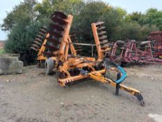 1985 Simba Series 2b 5.5m hydraulic folding discs with rear drawbar, trailed. Serial No: 1265