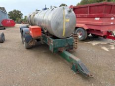 Farm made twin axle water bowser with 2No Chafer 2,000l stainless steel tanks, Honda petrol pump and