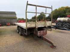 Flat bed twin axle trailer 21ft with metal floor on 385/65R22.5 wheels and tyres