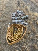 Quantity 3” irrigation fixtures, fittings, boby hats and 3” lay flat pipe