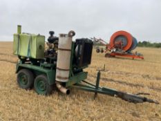 Irrigation pump on twin axle trailer