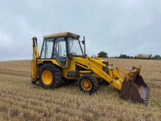 1983 JCB 3CX backhoe digger with 4 in 1 front bucket and trenching bucket Tyres: Front: 10.5/80-8. R