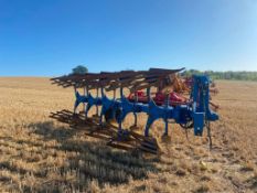 2002 Rabe Raven, 5 furrow reversible plough with skimmers, land wheel, slatted mould boards and addi