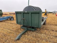Flat bed single axle hydraulic tipping trailer fitted with water bowser on 12.5/80-15.3 wheels and t