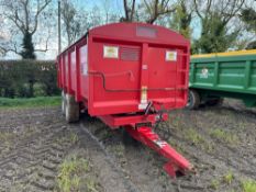 1997 AS Marston Lynx 14t twin axle trailer with sprung drawbar, rollover sheet, manual tailgate and