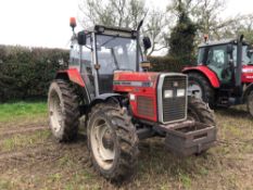1996 Massey Ferguson 398 4wd diesel tractor with 2 manual spools on BKT 280/85R28 front and Fireston