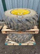 Pair Alliance 17.5LR24 wheels and tyres to suit Massey Ferguson
