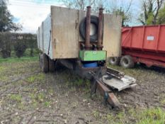 Ex-lorry body c.14t twin axle trailer with manual tailgate and grain chute on 10.00R20 dual wheels a
