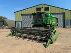 2012 John Deere T660i combine harvester with 2012 Premium Flow 22ft header, trolley and twin Zurn si