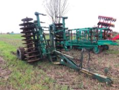 Cousins Packa-Rolla 4.2m hydraulic folding trailed cultivator with leading tines to rear packer. Mod