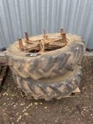 Pair Goodyear 13.6R38 Bettinson dual wheels and tyres