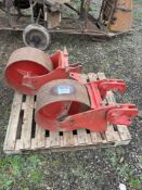 Pair metal implement depth wheels