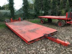 Low loader trailer 2.5m x 5m with rear lowering axle and metal floor on 38x20.00-16 wheels and tyres