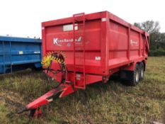 1997 K-Two 1600 16t twin axle grain trailer with air brakes, sprung drawbar, hydraulic tailgate and