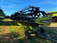 2008 Macdon FD70 Flex Draper 35ft header to suit Claas Lexion 770 with 2014 Claas 4 wheel header tra