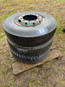 3No 10.00R20 wheels and tyres