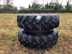 Pair Goodyear 20.8R42 rear dual wheels and tyres