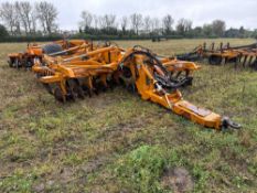 2000 Simba Solo 4.5m cultivator with front discs, 6No hydraulic auto-reset legs, rear discs and pack