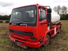 2001 DAF 45/150 diesel tanker with 5,000l tank split 2,000l / 3,000l compartments, retractable hose