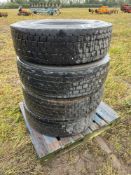 4No 295/80R22.5 tyres and 3No rims