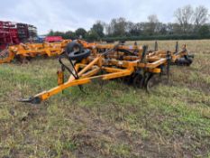 Simba 10ft cultivator with front discs, fixed legs and packer roller, linkage mounted. Model No: MM/