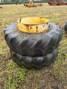 Pair Michelin 16.9R28 front dual wheels and tyres.  NB: No clamps