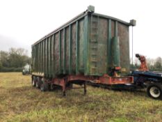Converted tri-axle waste trailer used for digestate nurse tank, holds approximately 55m� with twin i
