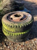 3No 9.00-20 wheels and tyres, 8 stud centres